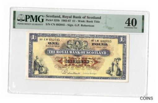 ڶ/ʼݾڽա ƥ Ų PK 325b 1965-67 SCOTLAND ROYAL BANK OF SCOTLAND 1 POUND PMG 40 Extremely Fine [̵] #oof-wr-013383-2187