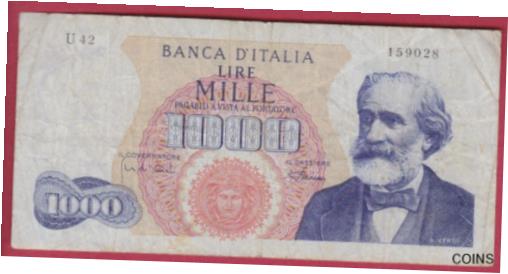 【極美品/品質保証書付】 アンティークコイン コイン 金貨 銀貨 [送料無料] R* ITALY 1000 LIRE 1968 P-96e FINE DETAILS #6824