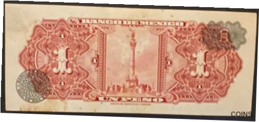 【極美品/品質保証書付】 アンティークコイン コイン 金貨 銀貨 [送料無料] 1965 El Banco de Mexico D.F. Un Peso Banknote Serie BCR No. T 983852 Very Fine 2