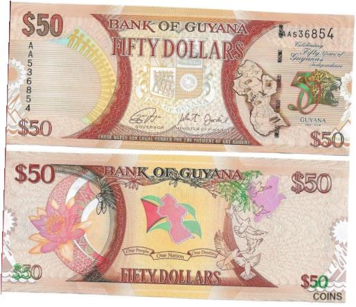 ڶ/ʼݾڽա ƥ Ų Guyana 2016 Year 50 Dollars BrandNew Banknotes [̵] #oof-wr-013383-591