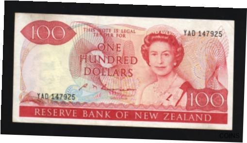 yɔi/iۏ؏tz AeB[NRC RC   [] NEW ZEALAND 100 DOLLARS P-175 1985 QUEEN TAKAHE BIRD MONEY BILL NZ BANK NOTE