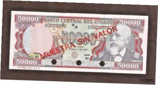 ڶ/ʼݾڽա ƥ Ų ECUADOR 50000 SUCRES P130 1995 Specimen 00000000 BIRD 50,000 MONEY BANK NOTE [̵] #oof-wr-013383-837