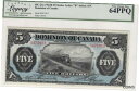 【極美品/品質保証書付】 アンティークコイン 硬貨 Dominion of CANADA $5 Legacy UNC-64PPQ 1912 DC-21c Prefix B pp C TRAIN Banknote [送料無料] #oof-wr-013384-375