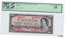 【極美品/品質保証書付】 アンティークコイン 硬貨 1954 Canada BC-36 1000 Coy/Tow SN A/K 0026084 PCGS AU-58 DEVIL 039 S FACE See Desc 送料無料 oot-wr-013386-151