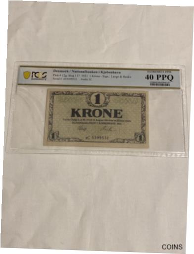 ڶ/ʼݾڽա ƥ    [̵] Denmark 1 Krone Pick 12g Sieg 117 1921 PCGS 40 PPQ XF Banknote