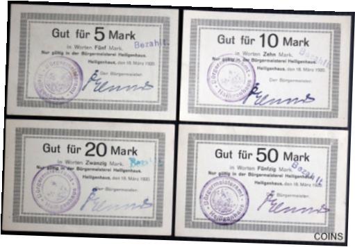 ڶ/ʼݾڽա ƥ    [̵] HEILIGENHAUS Complete Set RARE 1920 Grossnotgeld! German Notgeld Banknote Lot