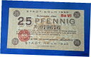 【極美品/品質保証書付】 アンティークコイン 硬貨 KOLN NOTGELD 25 PFENNIG 1920 EMERGENCY MONEY GERMANY B...