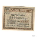  アンティークコイン コイン 金貨 銀貨   Banknote, Germany, Husum Stadt, 50 Pfennig, Batiment, undated (1920),