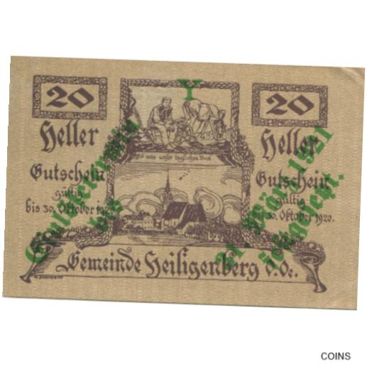 ڶ/ʼݾڽա ƥ    [̵] [#284492] Banknote, Austria, Heiligenberg, 20 Heller, Eglise, 1920, UNC Mehl: