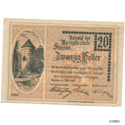【極美品/品質保証書付】 アンティークコイン コイン 金貨 銀貨 [送料無料] [#284863] Banknote, Austria, Scheibbs, 20 Heller, Blason, 1920, UNC Mehl:FS 9