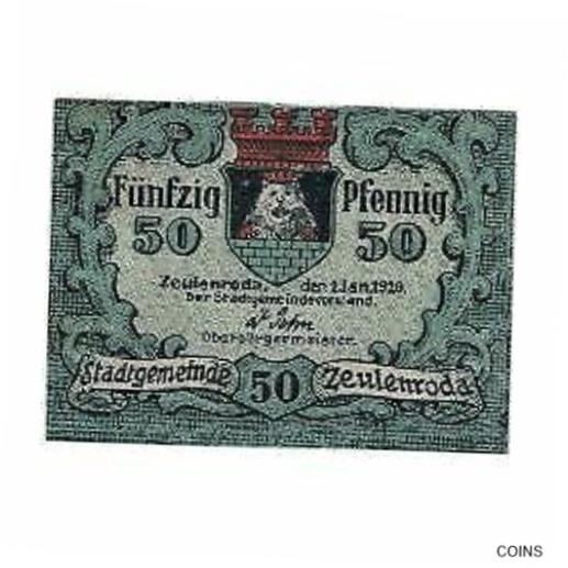  アンティークコイン コイン 金貨 銀貨   Banknote, Germany, Zeulenroda Stadt, 50 Pfennig, Batiment, 1920, 1920-