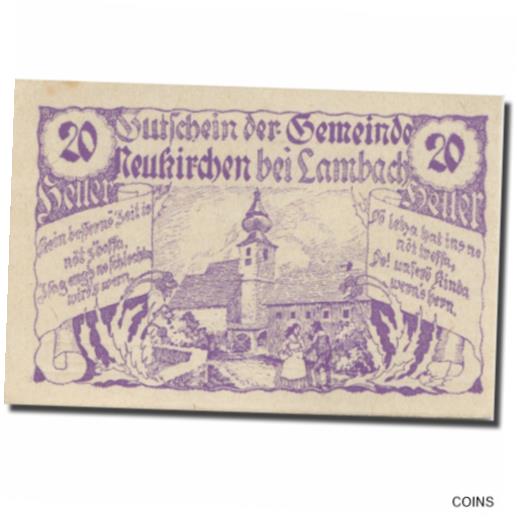  アンティークコイン コイン 金貨 銀貨   Banknote, Austria, Lambach, 20 Heller, Eglise, 1920, UNC Mehl:FS 65