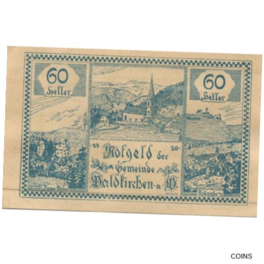  アンティークコイン コイン 金貨 銀貨   Banknote, Austria, Waldkirchen, 60 Heller, Eglise, 1920, UNC Mehl:F