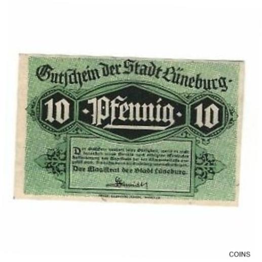  アンティークコイン コイン 金貨 銀貨   Banknote, Germany, Luneburg Stadt, 10 Pfennig, Batiment, undated (1920