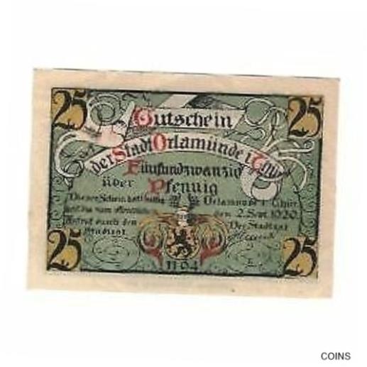  アンティークコイン コイン 金貨 銀貨   Banknote, Germany, Orlamunde Stadt, 25 Pfennig, Batiment, 1920, 1920-0
