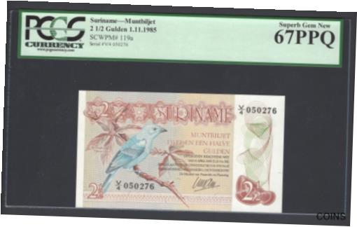 ڶ/ʼݾڽա ƥ    [̵] Suriname 2 1/2 Gulden 1985 P119a Uncirculated Graded 67