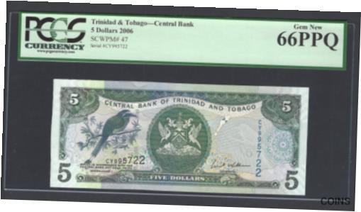 yɔi/iۏ؏tz AeB[NRC RC   [] Trinidad and Tobago 5 Dollars 2006 P47 Uncirculated Graded 66