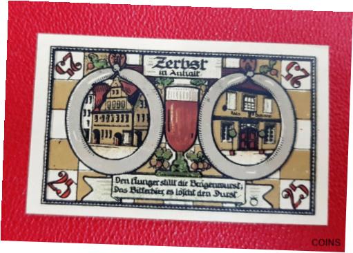  アンティークコイン 硬貨 ZERBST NOTGELD 25 PFENNIG 1921 EMERGENCY MONEY GERMANY BANKNOTE (15323)  #oof-wr-013400-1561