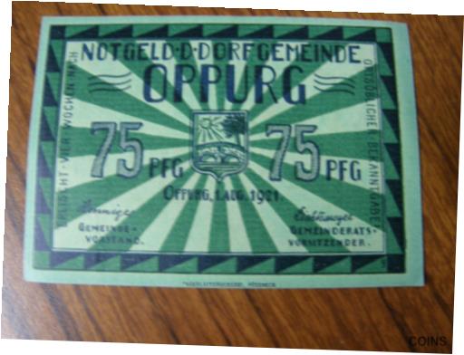 ڶ/ʼݾڽա ƥ    [̵] 6414) 1: Bank Note 75 PFG Notgeld 1 Aug 1921 Oppurg Germany