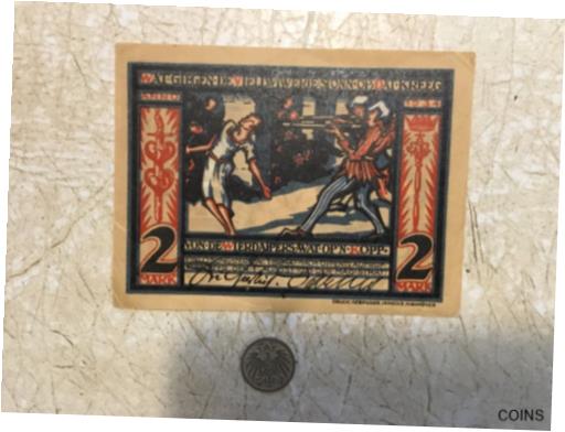 【極美品/品質保証書付】 アンティークコイン コイン 金貨 銀貨 送料無料 RARE 1921 Germany MUNSTER UPRISING 2 Mark Banknote Coin 5P 1907 D lot