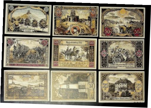  アンティークコイン コイン 金貨 銀貨  1921 Germany HOHENFRIEDEBERG 25 50 75 150 Phennig Banknote / Notgeld