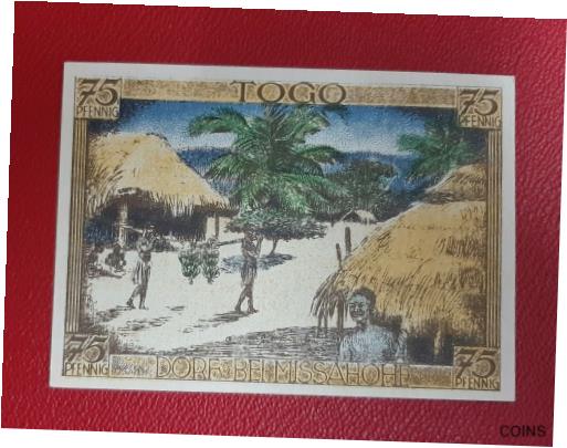 【極美品/品質保証書付】 アンティークコイン コイン 金貨 銀貨 [送料無料] GERMAN COLONY 75 PFENNIG 1921 *TOGO DORF BEI MISSAHOHE* GERMANY BANKNOTE (15282)