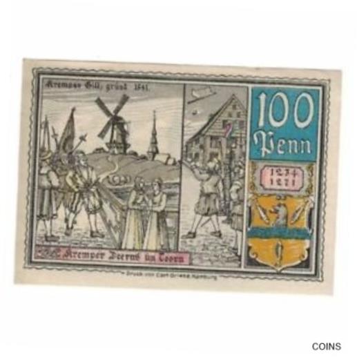  アンティークコイン コイン 金貨 銀貨   Banknote, Germany, Krempe Stadt, 100 Pfennig, Batiment, 1921, 1921-10-