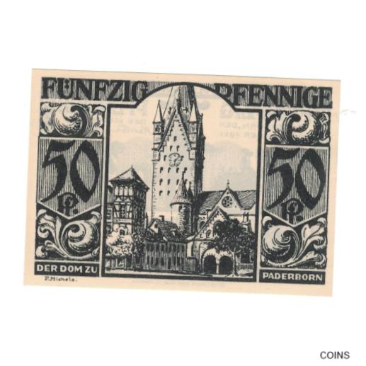  アンティークコイン コイン 金貨 銀貨   Banknote, Germany, Paderborn Evangelische Kirchenkasse, 50 Pfennig, Eg