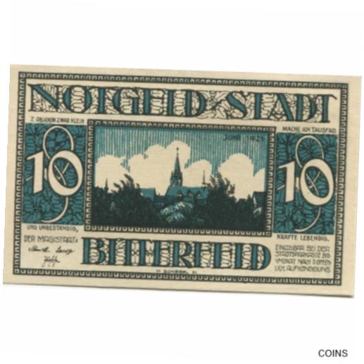  アンティークコイン コイン 金貨 銀貨   Banknote, Germany, Bitterfeld Stadt, 10 Pfennig, batiment 3, 1921, AU(