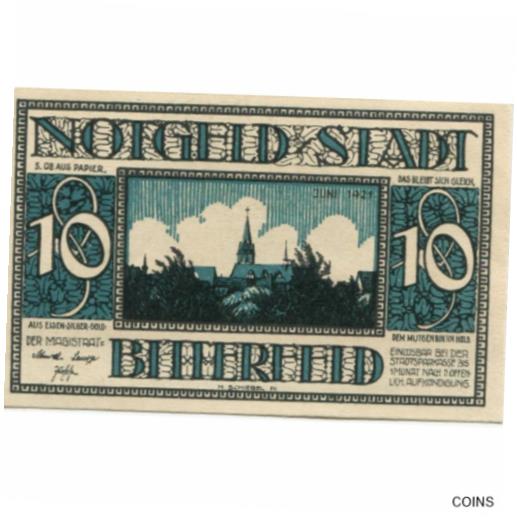  アンティークコイン コイン 金貨 銀貨   Banknote, Germany, Bitterfeld Stadt, 10 Pfennig, batiment 2, 1921, AU(
