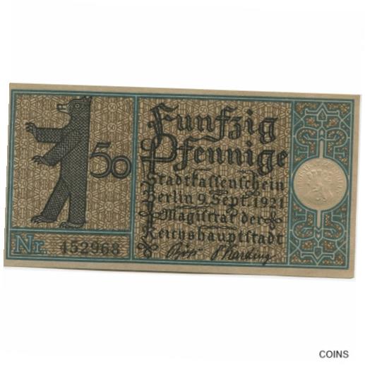  アンティークコイン コイン 金貨 銀貨   Banknote, Germany, Berlin Stadt, 50 Pfennig, Batiment, 1921, 1921-09-0