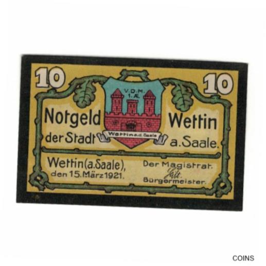  アンティークコイン コイン 金貨 銀貨   Banknote, Germany, Wettin Stadt, 10 Pfennig, Batiment, 1921, 1921-03-1