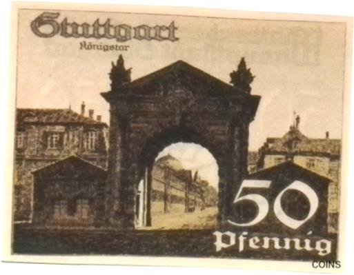 ڶ/ʼݾڽա ƥ Ų 1921 Germany STUTTGART 50 Phennig Notgeld / Banknote UNC [̵] #oof-wr-013400-675