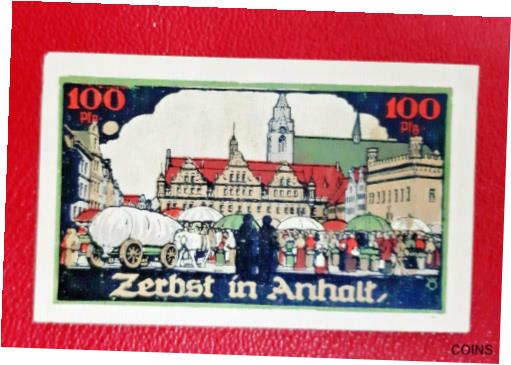  アンティークコイン 硬貨 ZERBST NOTGELD 100 PFENNIG 1921 EMERGENCY MONEY GERMANY BANKNOTE (15322)  #oof-wr-013400-842
