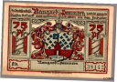 【極美品/品質保証書付】 アンティークコイン 硬貨 #33758 NAUGARD Germany 1921. Banknote notgeld 75 Pfenn...