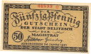 【極美品/品質保証書付】 アンティークコイン 硬貨 Germany / Notgeld 50 Pfennig 1.1.1921 Uncirculated Ban...