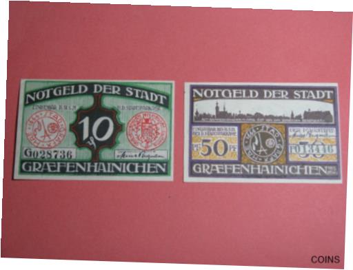 10 &50 Pfennig Graefenhainichen 1921 Notgeld Misalignment Local Banknote GERMANY※関税は当ショップ負担（お客様負担無し）※全国送料無料・海外輸送無料※商品の状態は画像をご確認下さい（極美品・目立った汚れ無し）※輸入品の為英語表記となります※その他ご不明点はお気軽にお問合せ下さい！Seller Notes “10 Pfennig - Uncirculated, one corner has slight dent from folding, right edge is thinner than left one on the front, right edge is thicker than left one on the back, please see photos50 Pfennig - Uncirculated, misalignment of black ink on the back, right edge is thinner than left one on the front, please see photos”Modified Item NoCountry/Region of Manufacture GermanyCertification Number noneCertification UncertifiedDenomination 10 & 50 PfennigPick 461.2Country GermanyGrade UngradedType NotgeldYear 1921Circulated/Uncirculated UncirculatedGrade Designation none[ご購入前に必ずお読み下さい]親切丁寧に、商品到着までサポート対応させていただきます。■パソコンの画像・画質により色や素材感が、実際の商品と多少異なる場合がございますので予めご了承くださいませ。■お客様のご都合（程度の解釈相違を含む）による商品のご購入後のキャンセル返品は、原則としてお受け致しておりません。未払いのまま2日以上連絡が取れない場合はキャンセルさせて頂きます。その場合、事務局側が自動的に「非常に悪い」の評価を付けてしまいますのでご注意ください。※お支払い頂いた場合は連絡は不要です。※他ショップでも販売しておりますので、稀に在庫がない場合がございます。■不具合での返品は箱などすべてが到着時の状態になるものに限らせていただきます。※当店では不良品はすべて現物確認と不具合の確認を行い対応をさせて頂いております。■お客様のご都合によるご注文確定後の商品のキャンセルにつきましては承っておりません。また、ご入金確認後、またはご決済完了確認後のキャンセルにつきましては、ご注文総額の30％のキャンセル料をご請求させていただきます。■領収書二重発行やトラブル防止のため、領収書発行は行っておりません。事務局側が発行している「支払い明細」が正式な支払い証明となります。支払い明細画面を印刷したものが領収書の代わりになることを各税務署に確認済みです。■年末年始・連休の発送は、業者も休みになる関係でいつもより遅れます。■輸送時の破損の場合は配送業者への報告を行って下さい。報告なしでの対応はできません。■日祝日は定休日とさせていただいております。連絡・発送が出来ませんのであらかじめご了承お願いいたします。■内容は必ずお読みになってからお買い求め下さいますようお願い致します。※在庫状況は常に更新をしておりますが、当社は複数店舗で在庫を共有しているため、ご注文を頂きましても稀に欠品している場合がございます。その際は誠に申し訳ございませんが、その旨をメールまたはお電話にてご連絡させていただきます。ご理解いただけますようお願い申し上げます。親切・丁寧にお取引させていただきますのでよろしくお願いします。 品質保証について 当店の商品の、品質保証についてご紹介いたします。 ▽品質保証書 お買い上げいただく全ての商品に「WORLD RESOURCE品質保証書」をおつけいたします。 これは、WORLD RESOURCEが販売した商品であることを保証するものです。大切に保管してください。 ▽標準保証に関して 当店でご購入頂きました商品は7日以内の標準保証サービスが付属致します。 ※ご購入日につきましては、製品の品質保証書に記載の日付にて確認させていただきます。 ※保証は通常利用時のみの対応となります。 ※ご購入日の確認を致しかねる場合は有償となります。品質保証書は大切に保管して下さい。POINT01　品揃え一番店を目指して 「期待に答えるお店づくりと、時代に合わせたサービスをご提供致します。」 POINT02　多種多様な商品レパートリー 「幅広く、世界の商品をご用意しております。」 POINT03　きっと見つかる！新しい発見 「テレビや雑誌で紹介されたアイテムもいちはやく。」 モットー：丁寧な接客対応 その道数十年のスタッフだからこそできる、“豊富な知識”に基づく商品のご提案。 お探しの商品はお気軽にスタッフにお尋ねください。 「以前は、商品ページあったけど、、、見つからない。」 「初めてアンティークコインの購入をしますが大丈夫ですか？」 「この年代の商品を探していますが、おすすめはありますか？」 「友人にアンティークコインを送りたいけど、おすすめありますか？」 等など、困ったときの質問にも、しっかり対応・お調べ致します。 取寄せ、取り置き等もできますので、商品一覧で見つからなかった商品でも、 スタッフまでお気軽にご相談下さい。 【お問い合わせはお気軽にどうぞ】 suport@world-resource.net