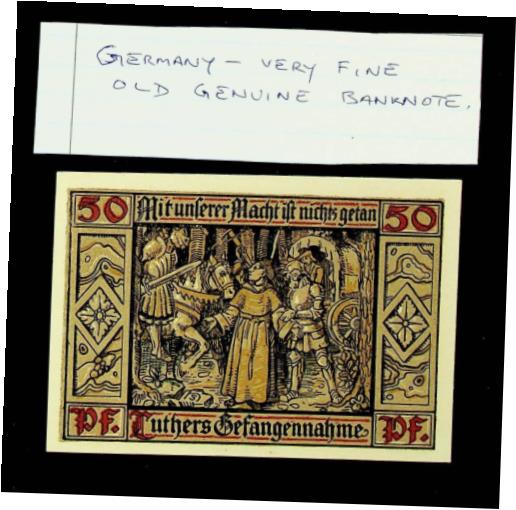 【極美品/品質保証書付】 アンティークコイン 硬貨 GERMANY 1921 50pf EISENACH LUTHER VERY FINE OLD GENUINE BANKNOTE [送料無料] #oof-wr-013402-3108