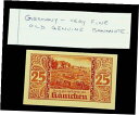 【極美品/品質保証書付】 アンティークコイン 硬貨 GERMANY 25pf 1921 HARZERODE HANICHEN OLD GENUINE BANKNOTE 送料無料 oof-wr-013402-3389