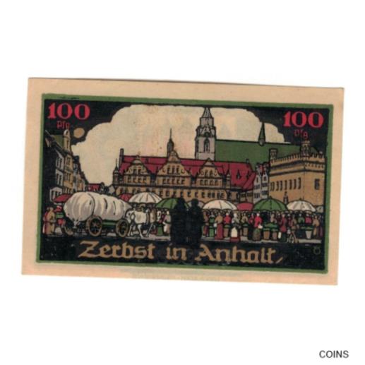  アンティークコイン コイン 金貨 銀貨   Banknote, Germany, Zerbst Stadt, 100 Pfennig, Batiment, 1921, 1921-07-