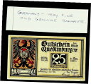 【極美品/品質保証書付】 アンティークコイン 硬貨 GERMANY 25pf 1921 STADT QUEDLINBURG COAT OF ARMS OLD G...