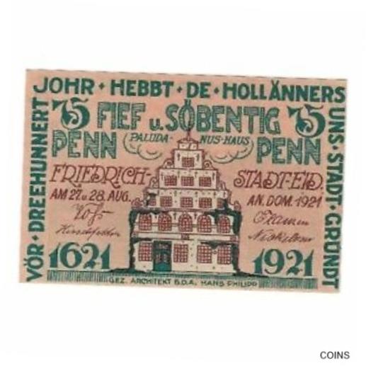  アンティークコイン コイン 金貨 銀貨   Banknote, Germany, Friedrichstadt Stadt, 75 Pfennig, Batiment, 1921, 1