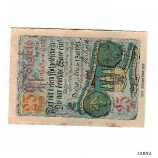  アンティークコイン コイン 金貨 銀貨   Banknote, Germany, Neustadt a.d Orla Stadt, 25 Pfennig, Batiment, 1921