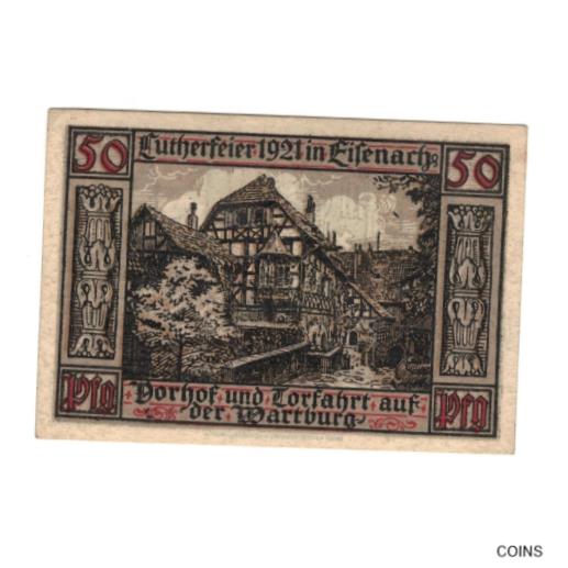  アンティークコイン コイン 金貨 銀貨   Banknote, Germany, Eisenach Stadt, 50 Pfennig, Batiment, 1921, 1921-05