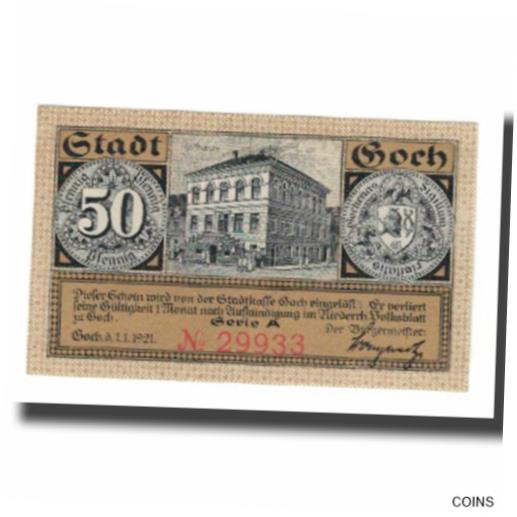  アンティークコイン コイン 金貨 銀貨   Banknote, Germany, Goch Stadt, 50 Pfennig, Batiment, 1921, 1921-01-01