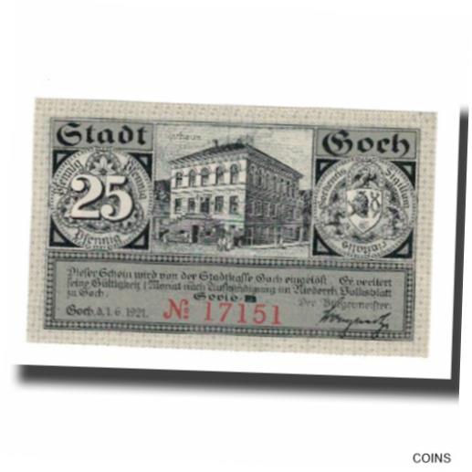  アンティークコイン コイン 金貨 銀貨   Banknote, Germany, Goch Stadt, 25 Pfennig, batiment 1, 1921, 1921-01-0