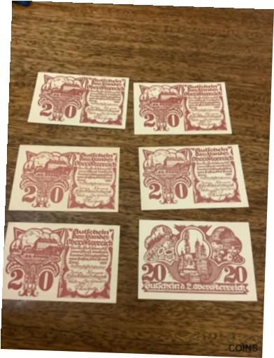  アンティークコイン コイン 金貨 銀貨  1921 Austrian Notegeld 20 Emergency (6) WWI Banknote Currency UNC (st13) 7