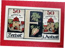 【極美品/品質保証書付】 アンティークコイン 硬貨 ZERBST NOTGELD 50 PFENNIG 1921 EMERGENCY MONEY GERMANY...