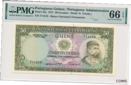  アンティークコイン コイン 金貨 銀貨  Banco Nacional Ultramarino Portuguese Guinea 50 Escudos 1971 PMG 66EPQ