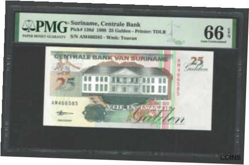 ڶ/ʼݾڽա ƥ    [̵] Suriname 25 Gulden 10-2-1998 P138d Uncirculated Graded 66